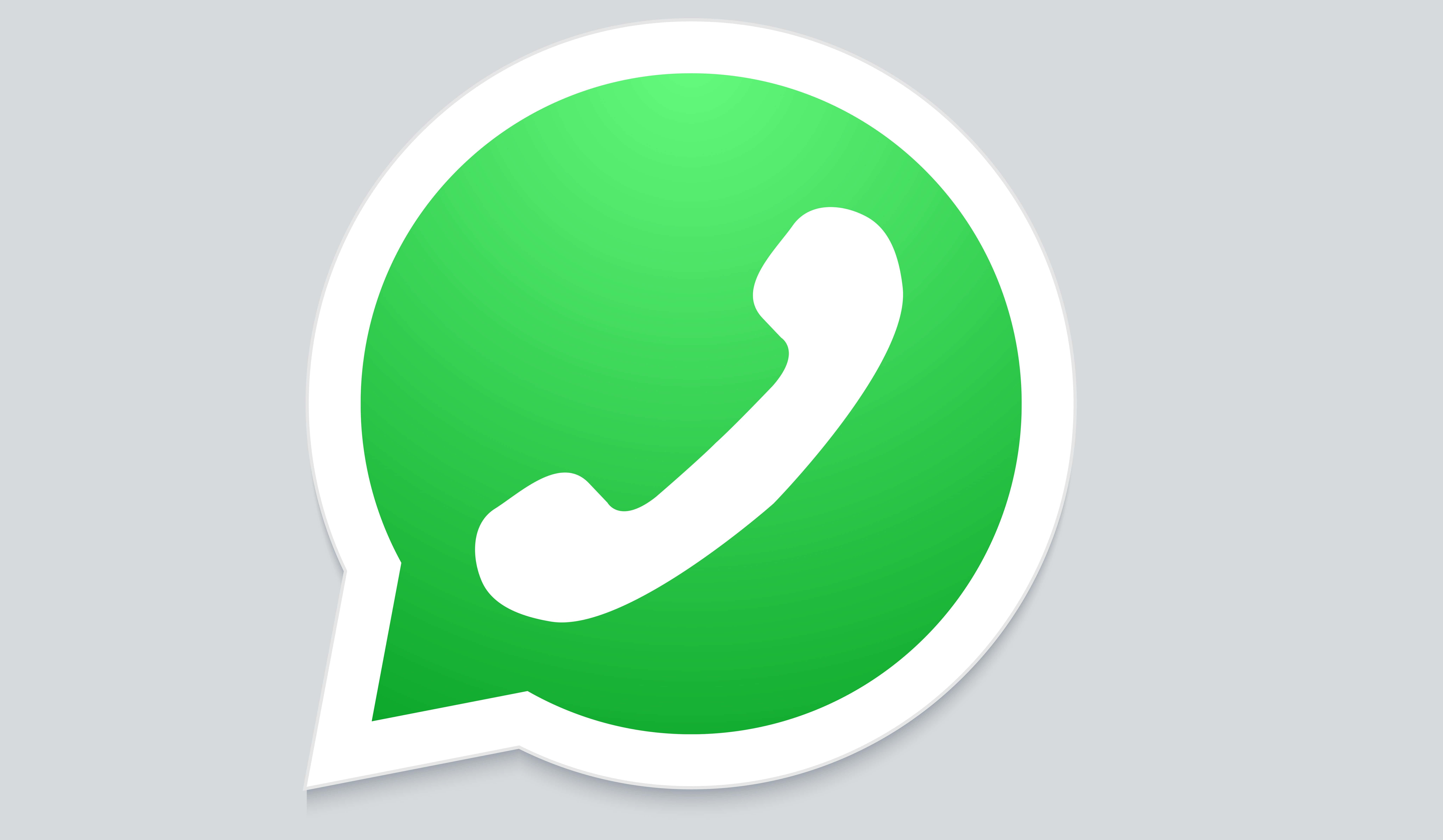 WhatsApp 桌布 壁紙 — 一個乾淨的綠色WhatsApp標誌，在淺灰色背景上的對話氣泡內有白色電話圖標。