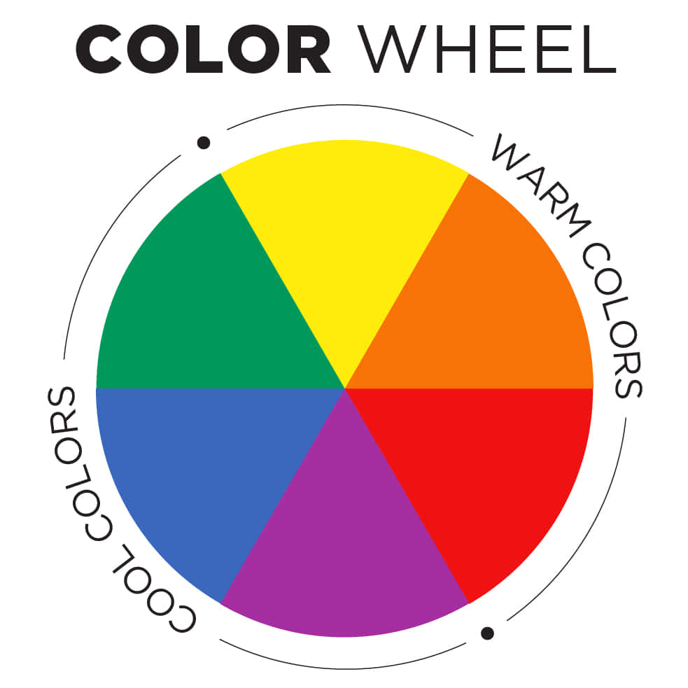 Color Palette 桌布 壁紙 — 一個乾淨的色輪圖，將色調分為暖色和冷色部分，並帶有粗體文字標籤。