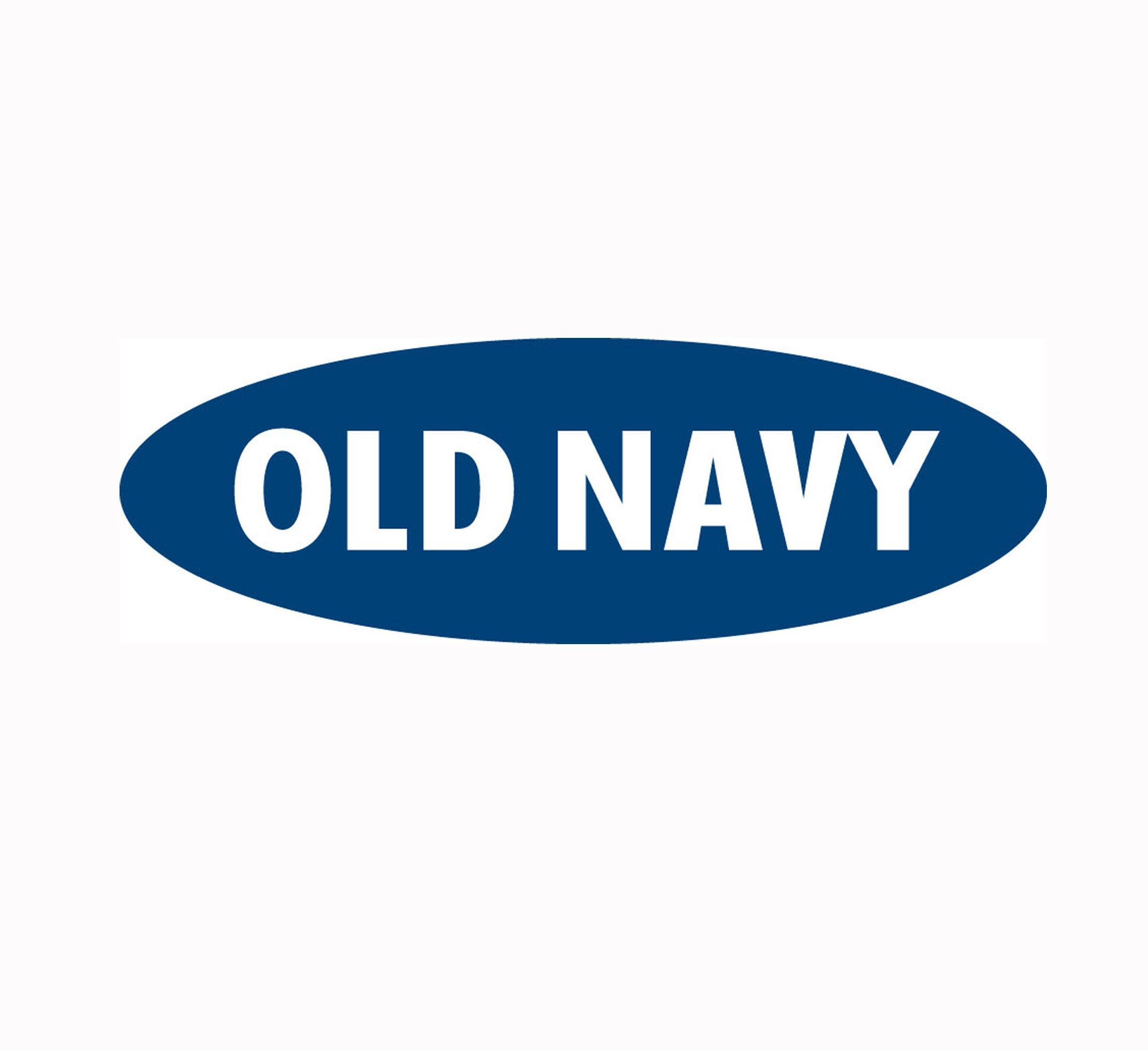 old 桌布 壁紙 — 一個乾淨的藍色橢圓形標誌，中央有粗體白色文字「OLD NAVY」，置於純白背景上。