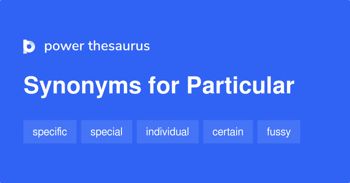 particular 桌布 壁紙 — 一個乾淨的藍色網頁顯示「Particular 的同義詞」，下方有五個相關詞彙在淺灰色框中。