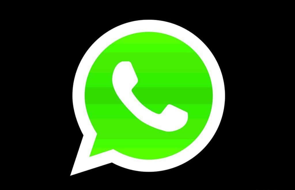 WhatsApp 桌布 壁紙 — 一個亮綠色WhatsApp標誌，對話氣泡內有白色電話圖標，背景為黑色。