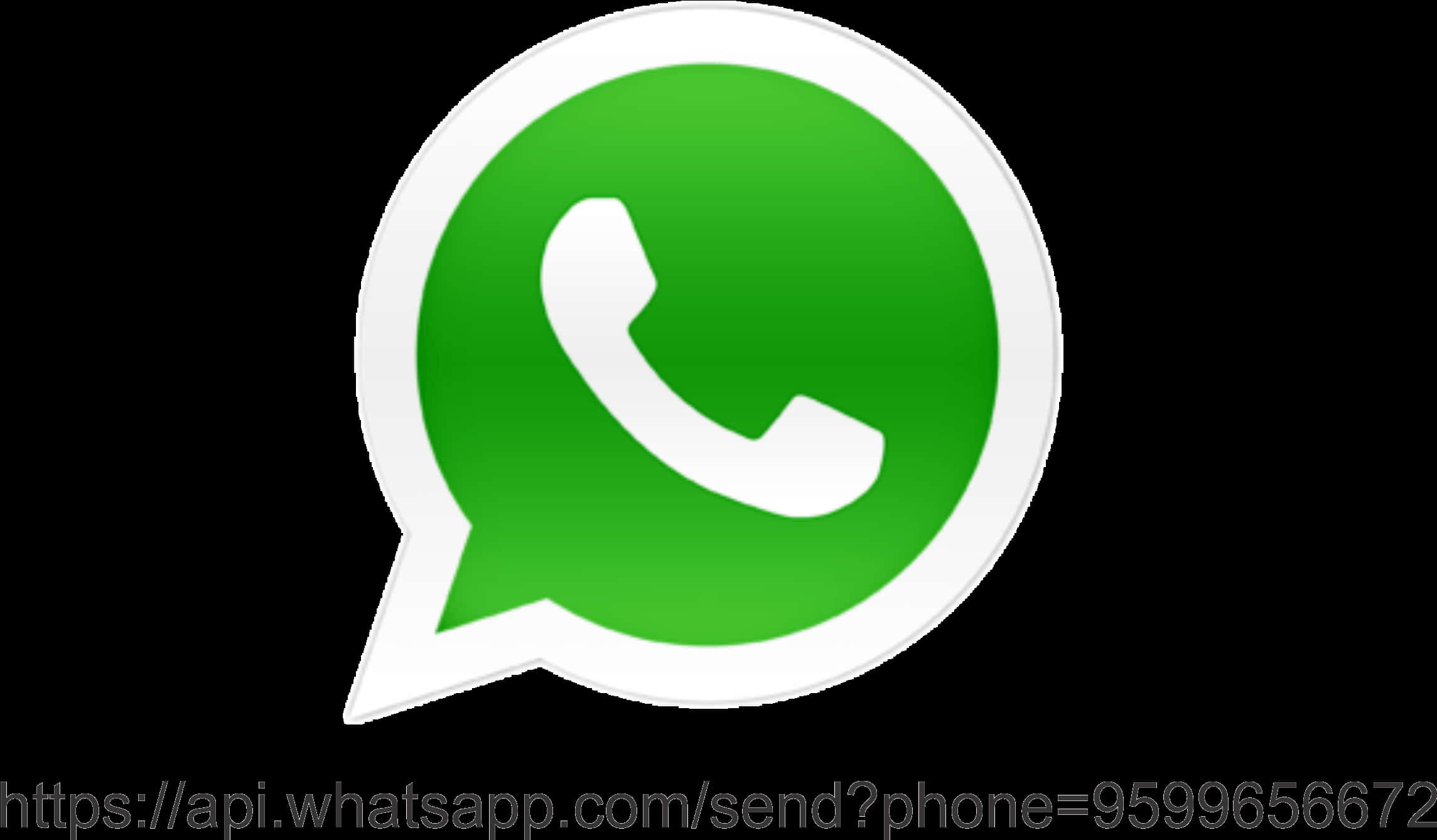WhatsApp 桌布 壁紙 — 一個亮綠色WhatsApp標誌，對話氣泡內有白色電話圖標，背景為黑色。