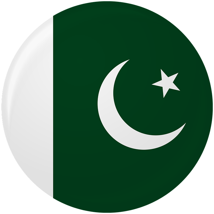 Flag Of Pakistan 桌布 壁紙 — 一個亮面圓形按鈕，顯示巴基斯坦國旗：綠色底色，左側有白色新月和星星，白色垂直條紋。
