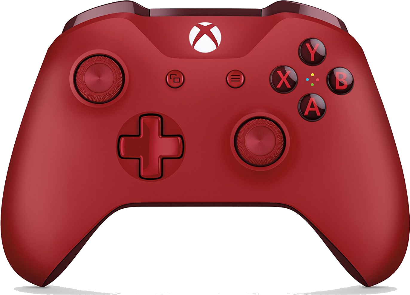 Xbox 桌布 壁紙 — 一個亮面紅色Xbox手把，帶有白色標誌和黑色按鈕，置於純黑色背景上。