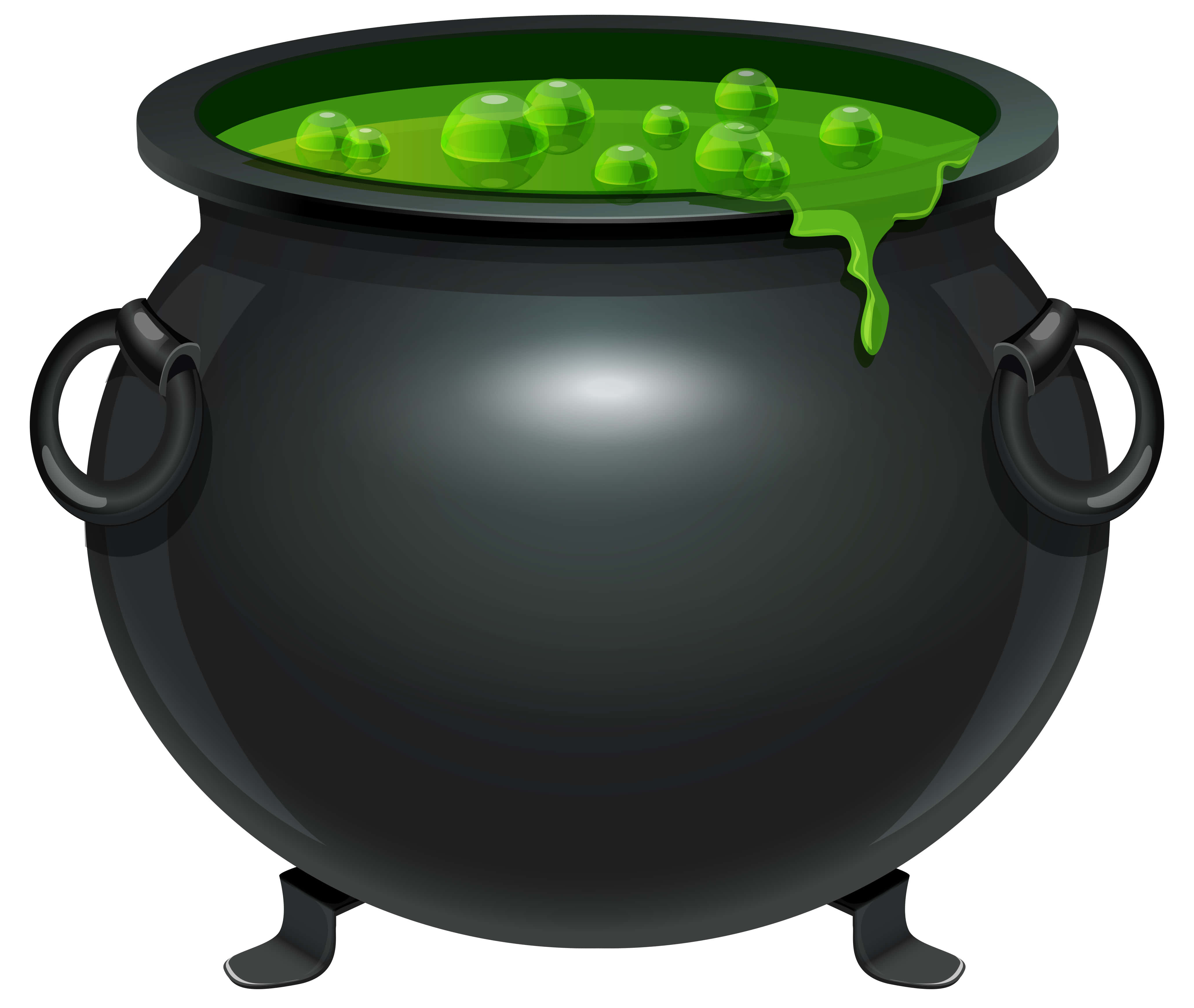 cauldron 桌布 壁紙 — 一個亮面黑色大鍋，裝著冒泡的綠色藥水，溢出並沿著鍋邊滴落。