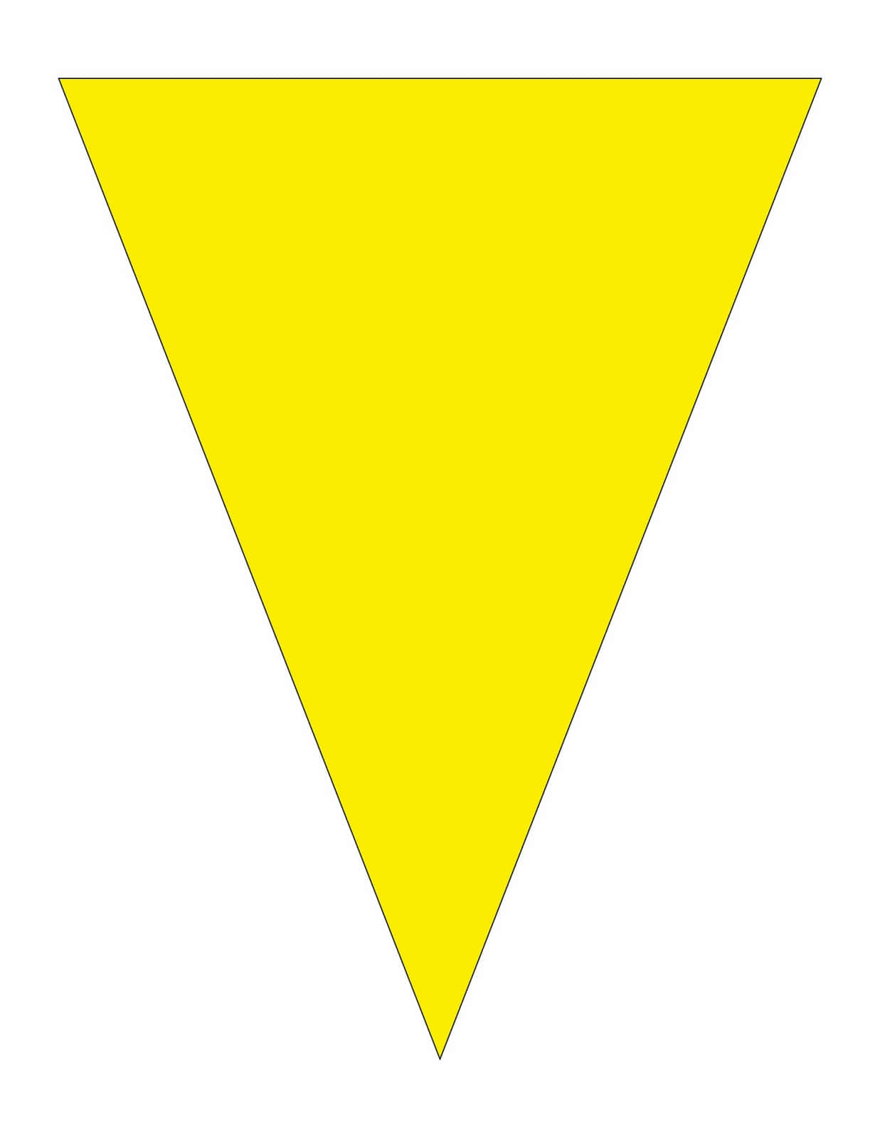Yellow Triangle 桌布 壁紙 — 一個亮黃色三角形，帶有薄灰色邊框，居中在純白色背景上。