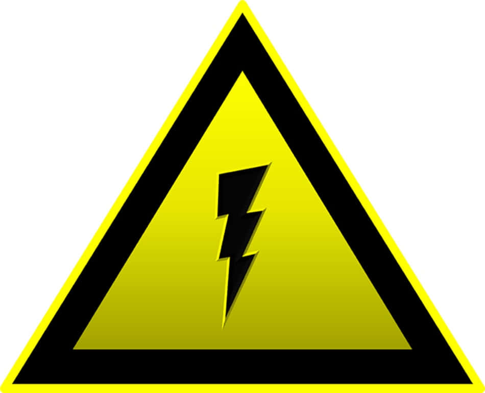 Thunderbolt 桌布 壁紙 — 一個亮黃色三角形警告標誌，帶有黑色閃電符號，表示觸電危險。