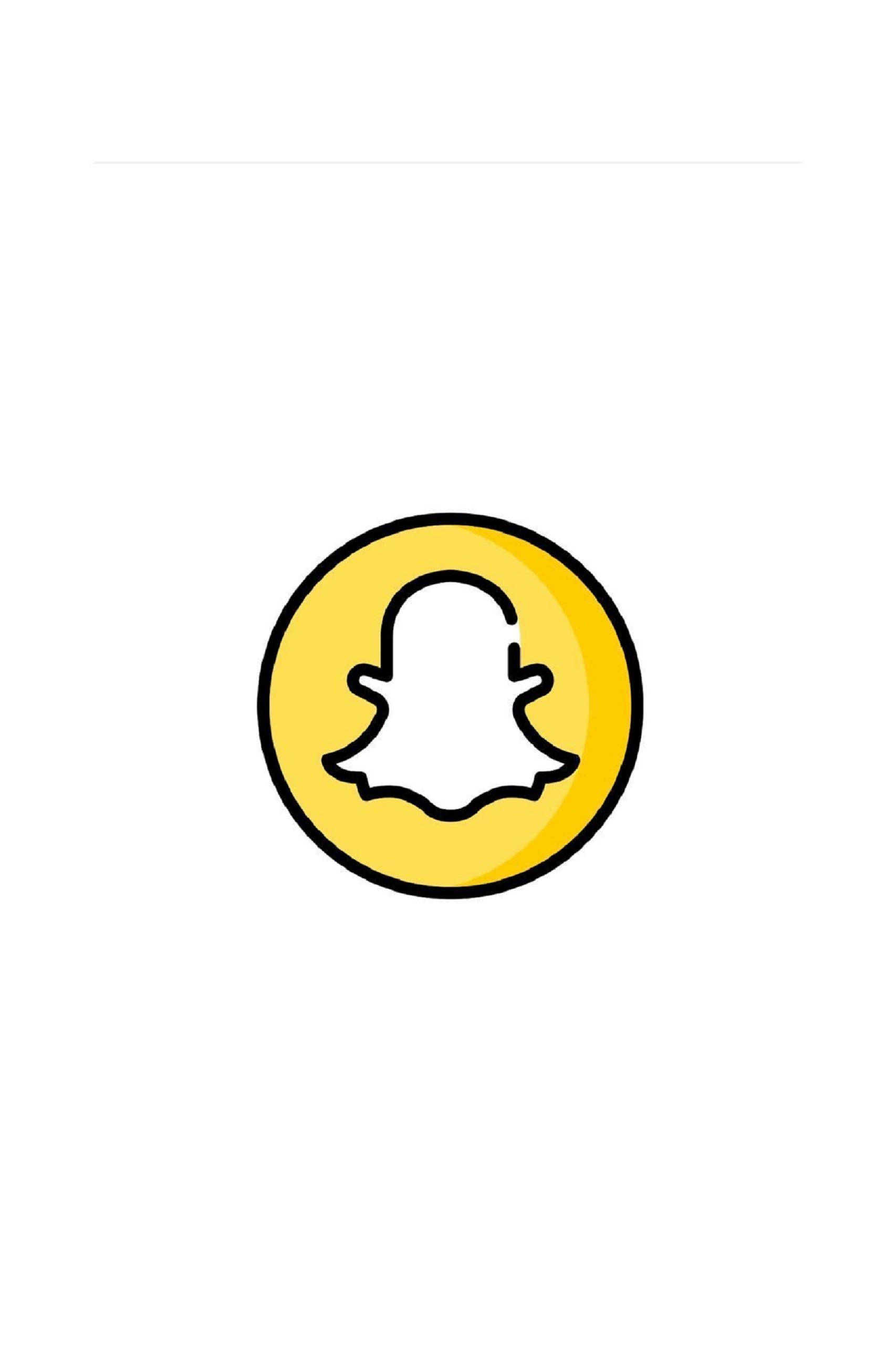 Snapchat 桌布 壁紙 — 一個亮黃色圓形Snapchat標誌，中央有一個白色鬼魂剪影，置於純白背景上。
