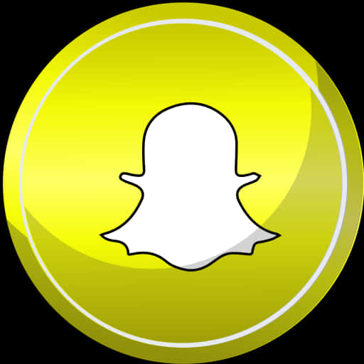 Snapchat 桌布 壁紙 — 一個亮黃色圓形按鈕，中央有一個白色鬼魂圖示，背景為黑色。