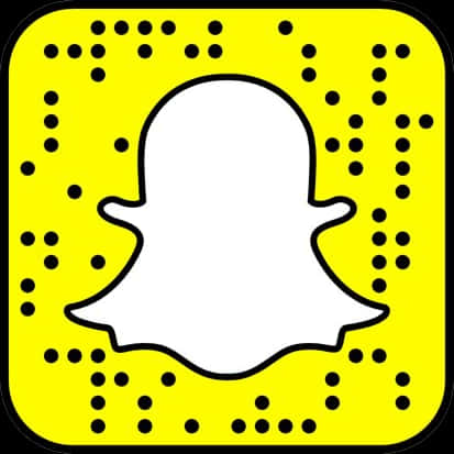 Snapchat 桌布 壁紙 — 一個亮黃色正方形QR碼，帶有白色鬼魂圖示和黑色邊界點。