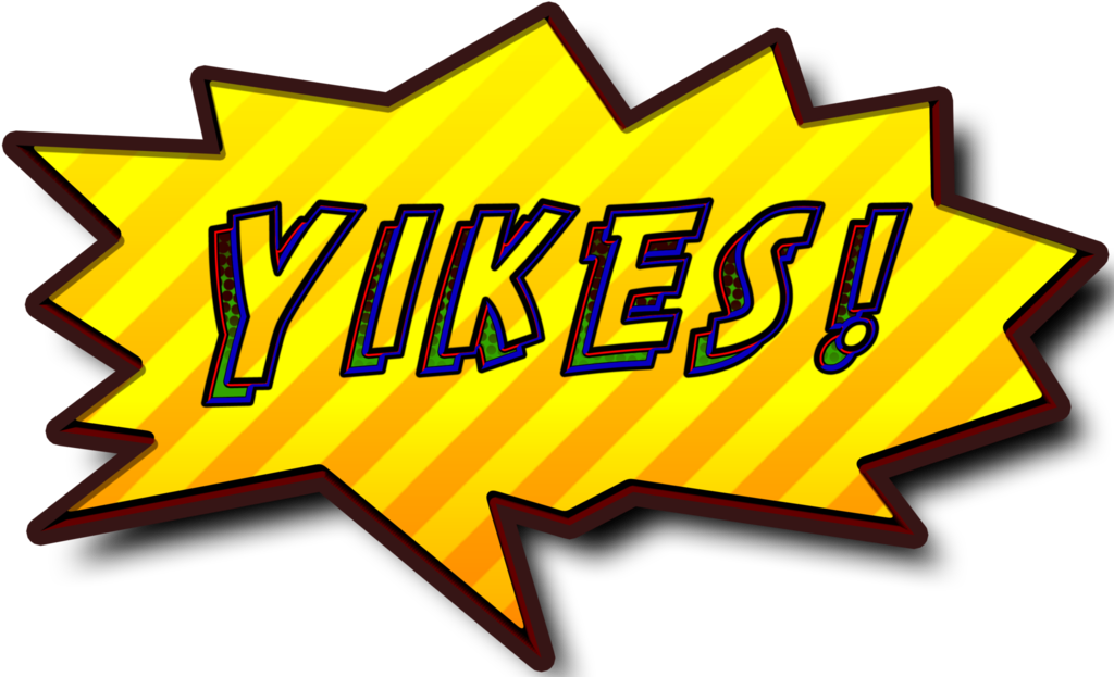 漫畫動圖 桌布 壁紙 — 一個亮黃色漫畫風格對話框，內有粗體文字「YIKES!」，背景為黑色。