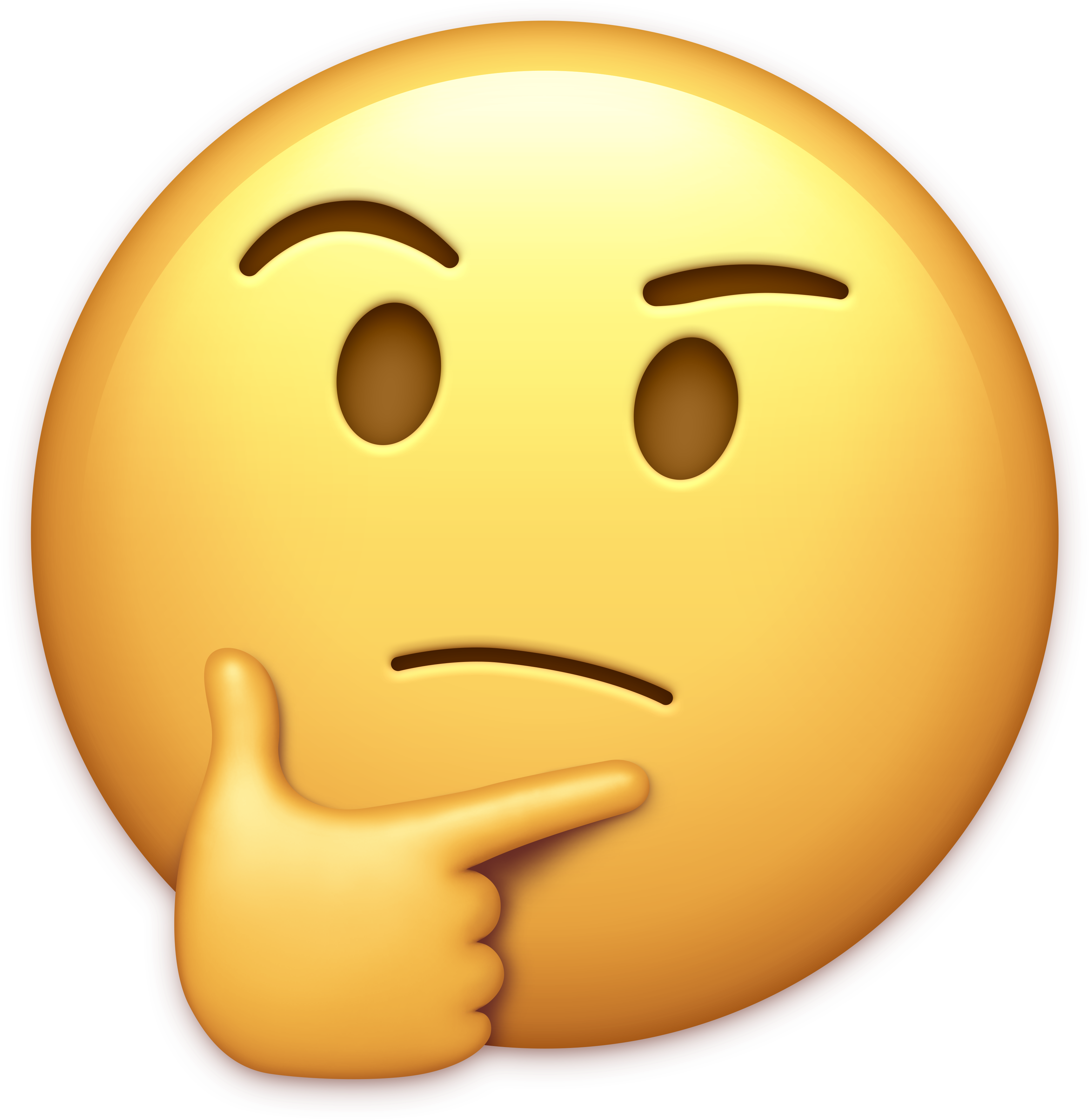 Emoticon 桌布 壁紙 — 一個亮黃色的思考表情符號，手托下巴，背景為柔和的青綠色。