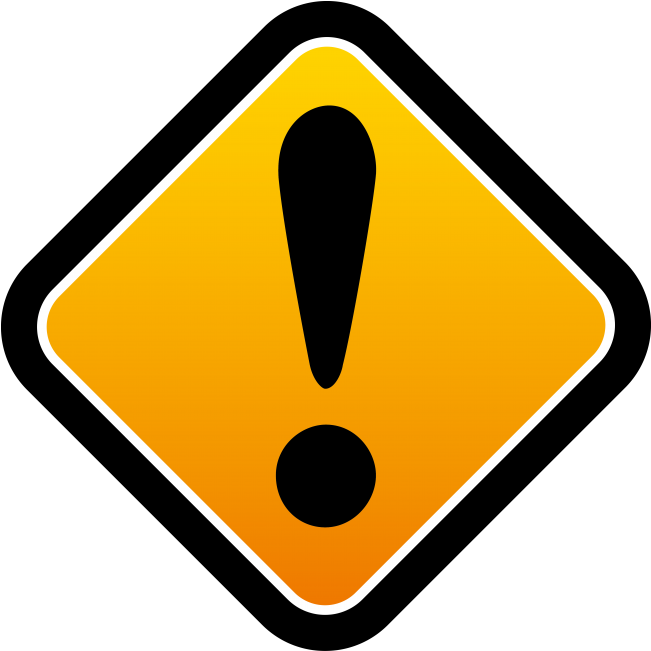 Warning Icon 桌布 壁紙 — 一個亮黃色菱形警告標誌，中央有一個黑色驚嘆號，背景為黑色。