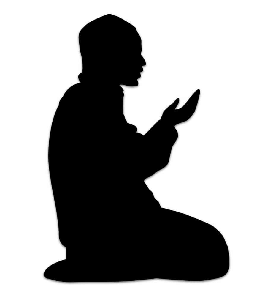 Praying 桌布 壁紙 — 一個人在純白色背景上舉手祈禱的鮮明黑色剪影。
