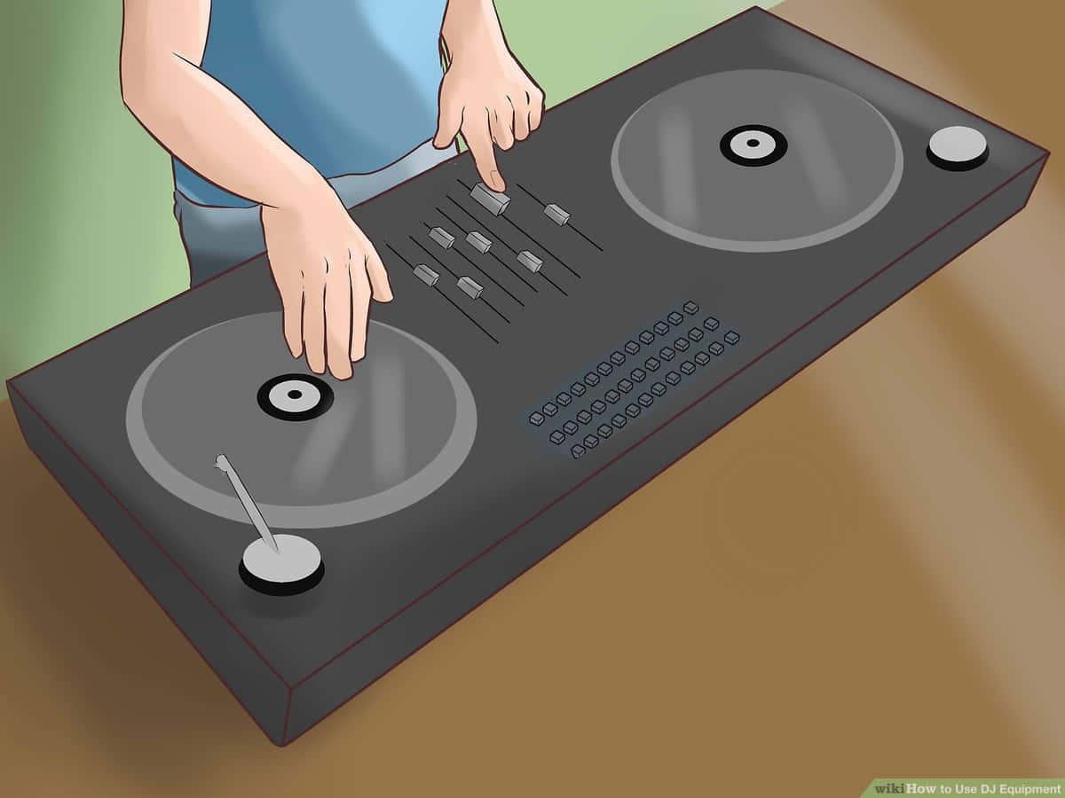 DJ 桌布 壁紙 — 一個人用數位DJ控制器混音，雙手調整旋鈕和滑桿。