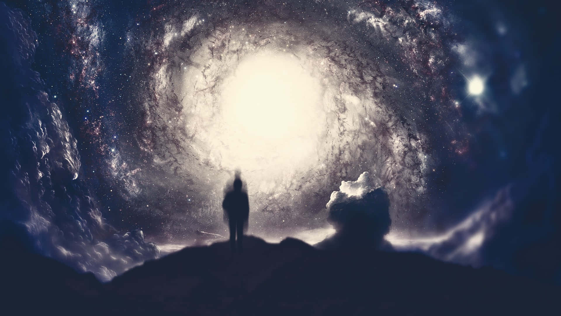 一個人站在銀河前 壁紙