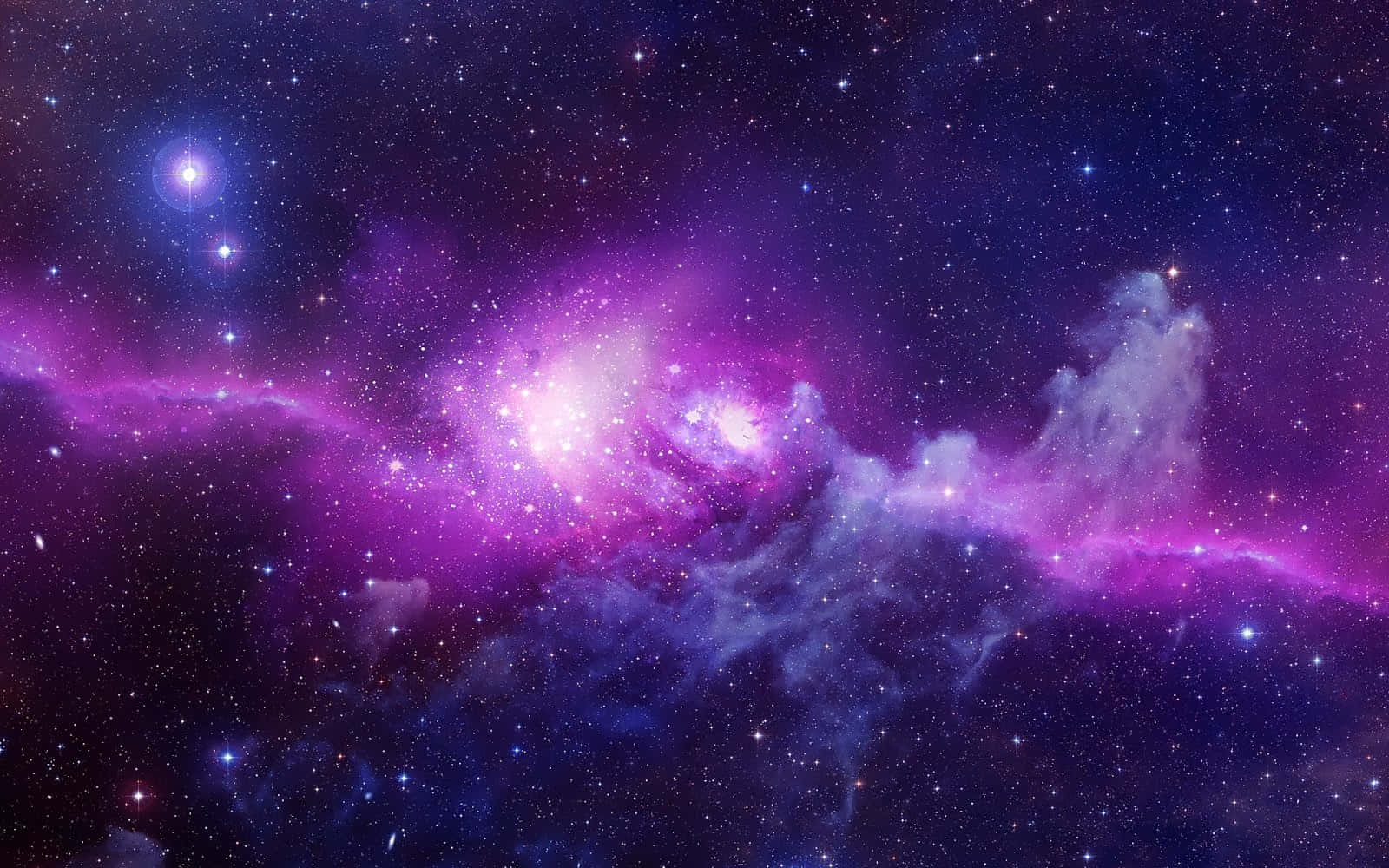 在深邃太空中與星星一起發光的充滿活力的紫色和藍色星雲。 — 星星動圖 壁紙