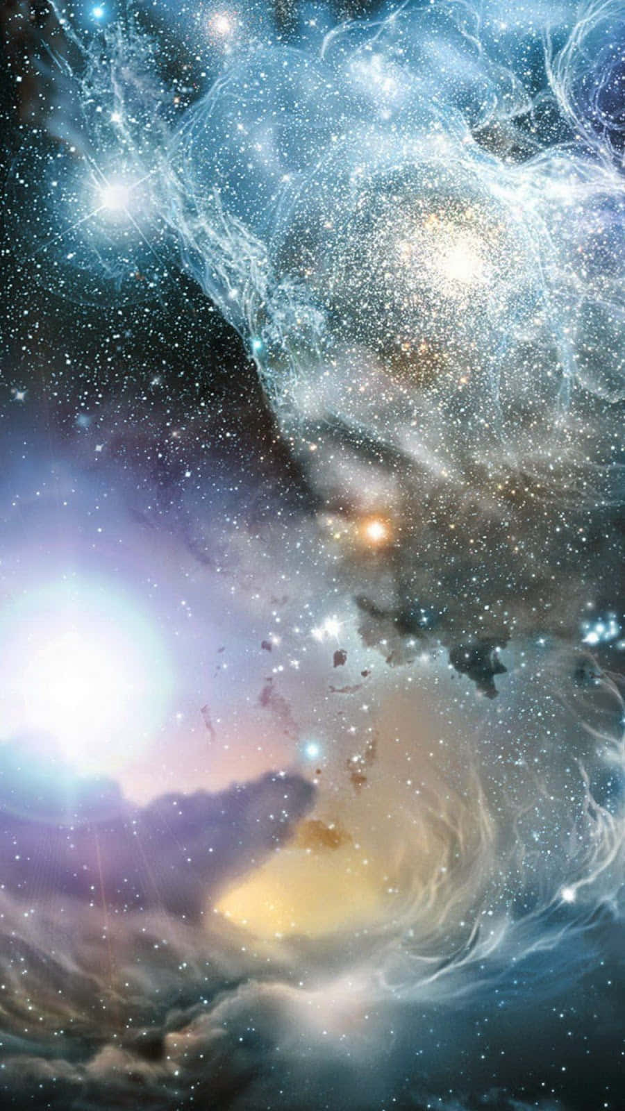太空美學動圖 桌布 壁紙 — 一個令人嘆為觀止的宇宙星雲，在黑暗的太空中旋轉著發光的氣體和無數的星星。