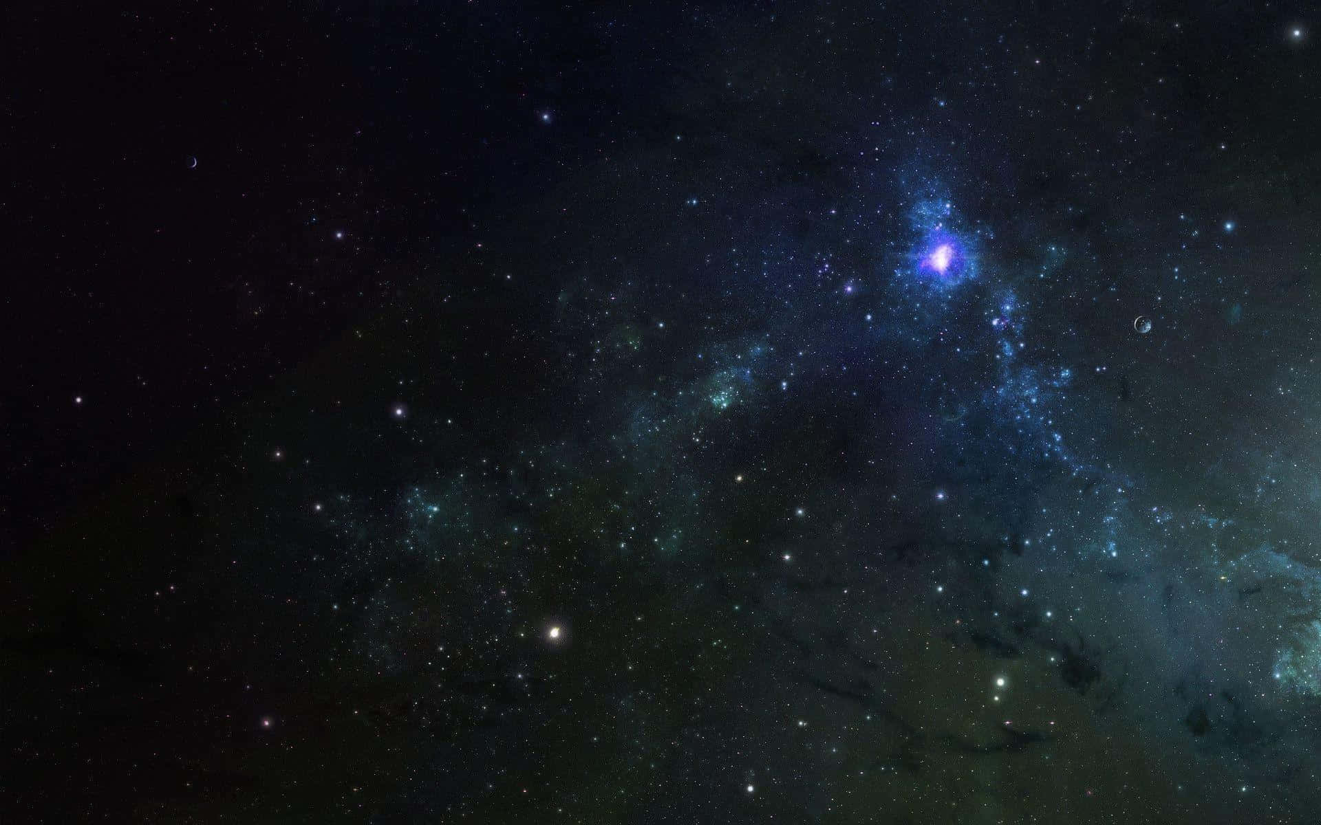 太空 桌布 壁紙 — 一個令人嘆為觀止的宇宙星雲景觀，在繁星點綴的黑暗虛空中散發著鮮豔的藍色和藍綠色調。