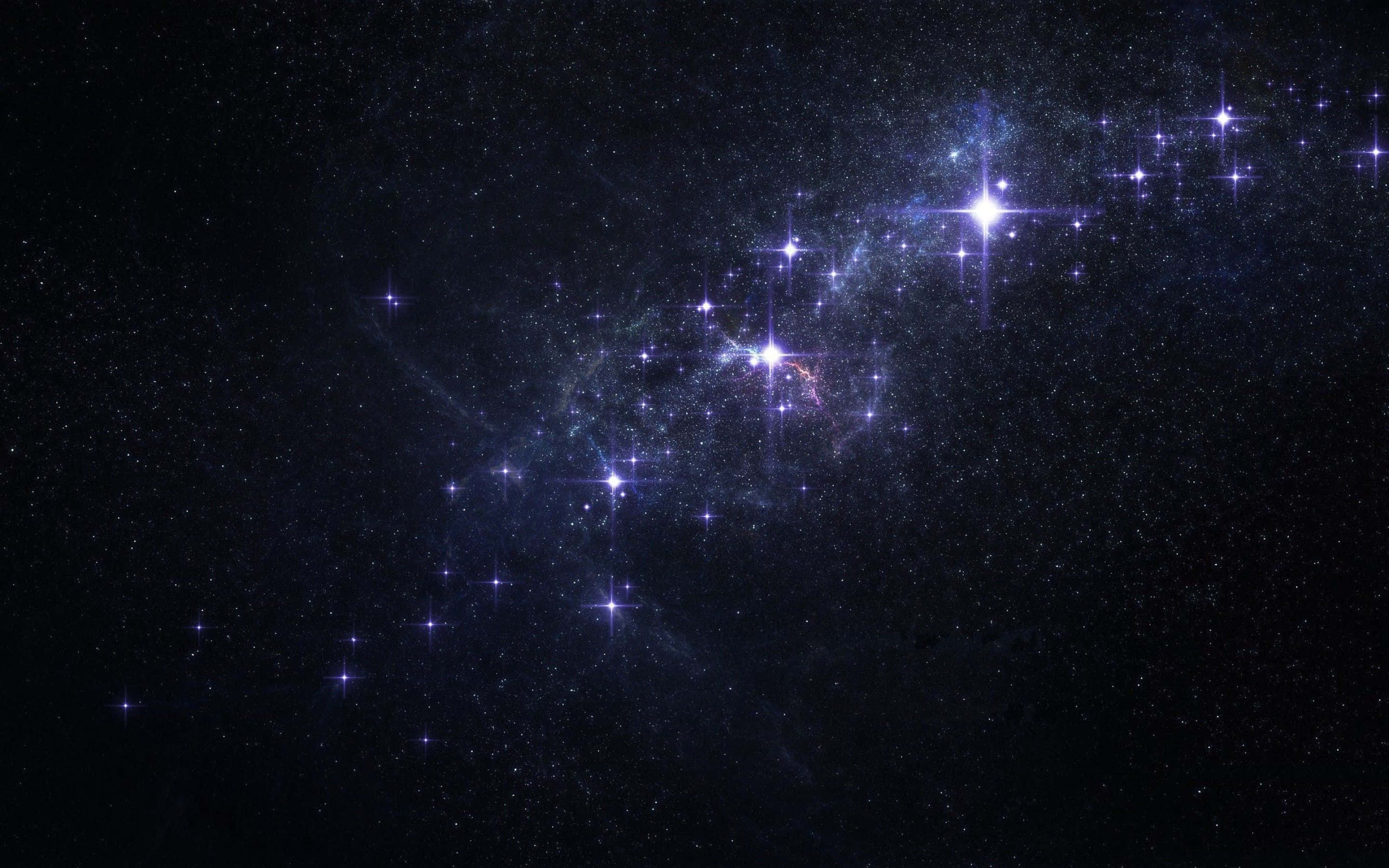 Stars 桌布 壁紙 — 一個令人嘆為觀止的景象，密集的星團在深邃的黑色宇宙虛空中發出鮮豔的藍色和白色光芒。
