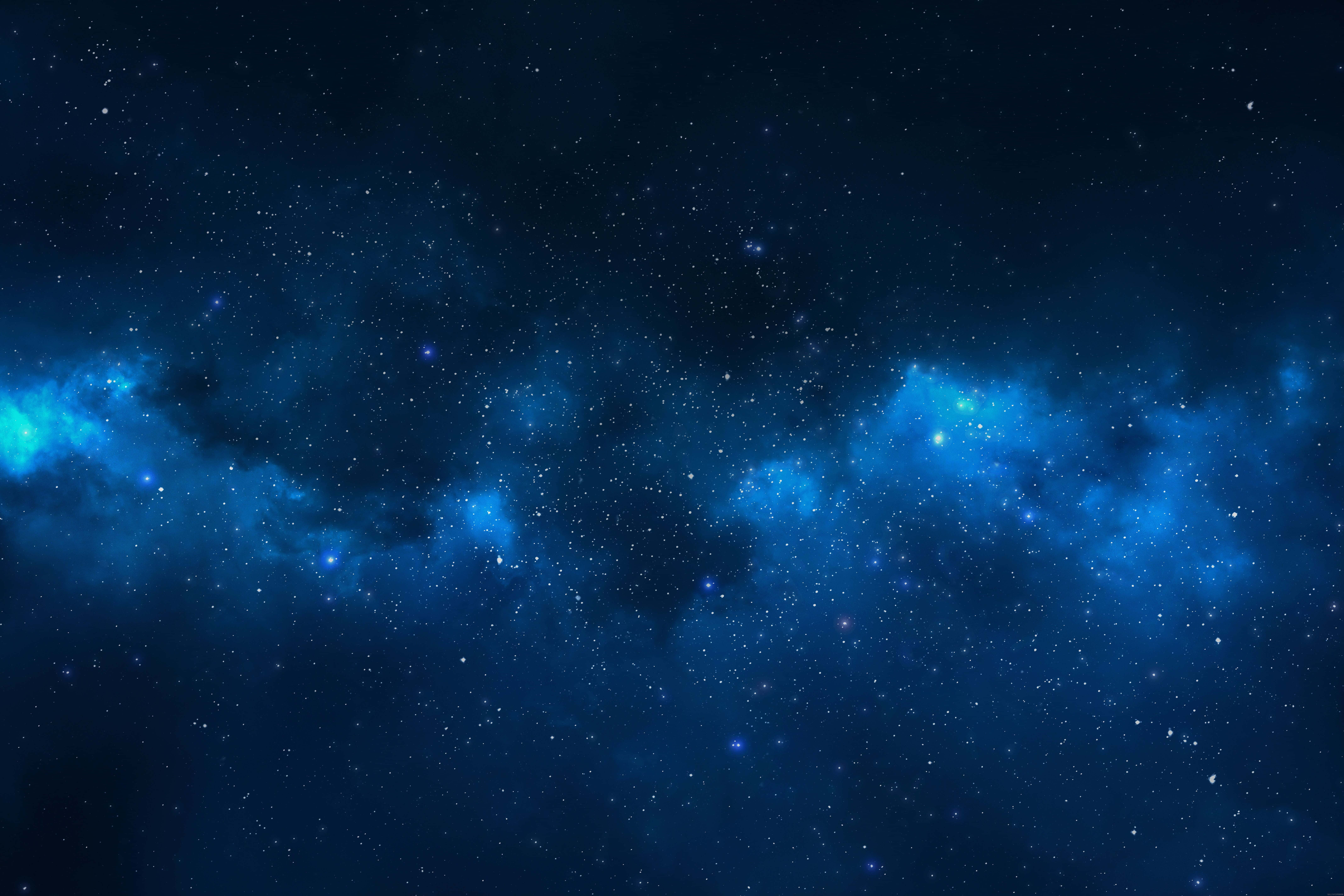 桌布 壁紙 — 一個令人嘆為觀止的深藍色宇宙星雲景觀，在黑暗虛空中閃爍著散落的星星。
