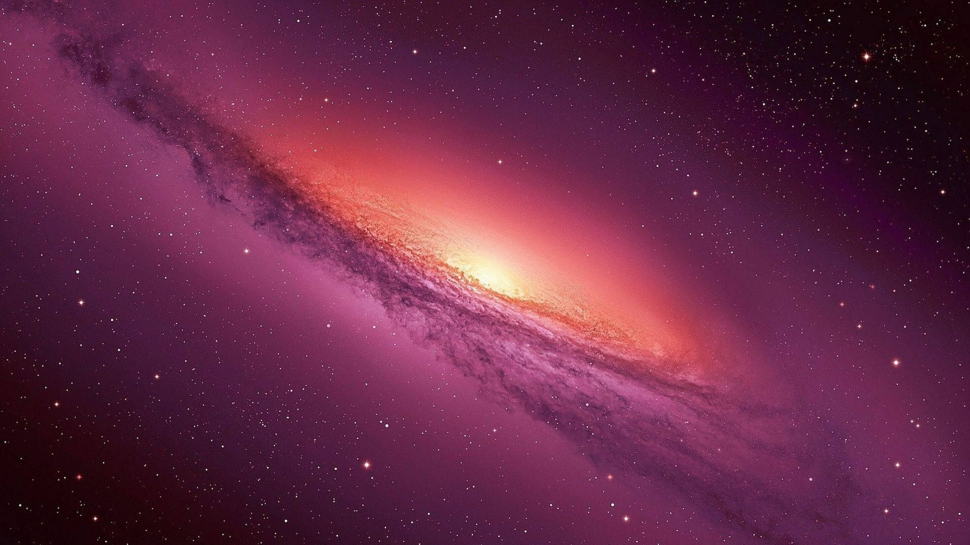 銀河 桌布 壁紙 — 一個令人嘆為觀止的螺旋星系，在繁星點點的宇宙背景下散發出火熱的橙色和深紫色色調。