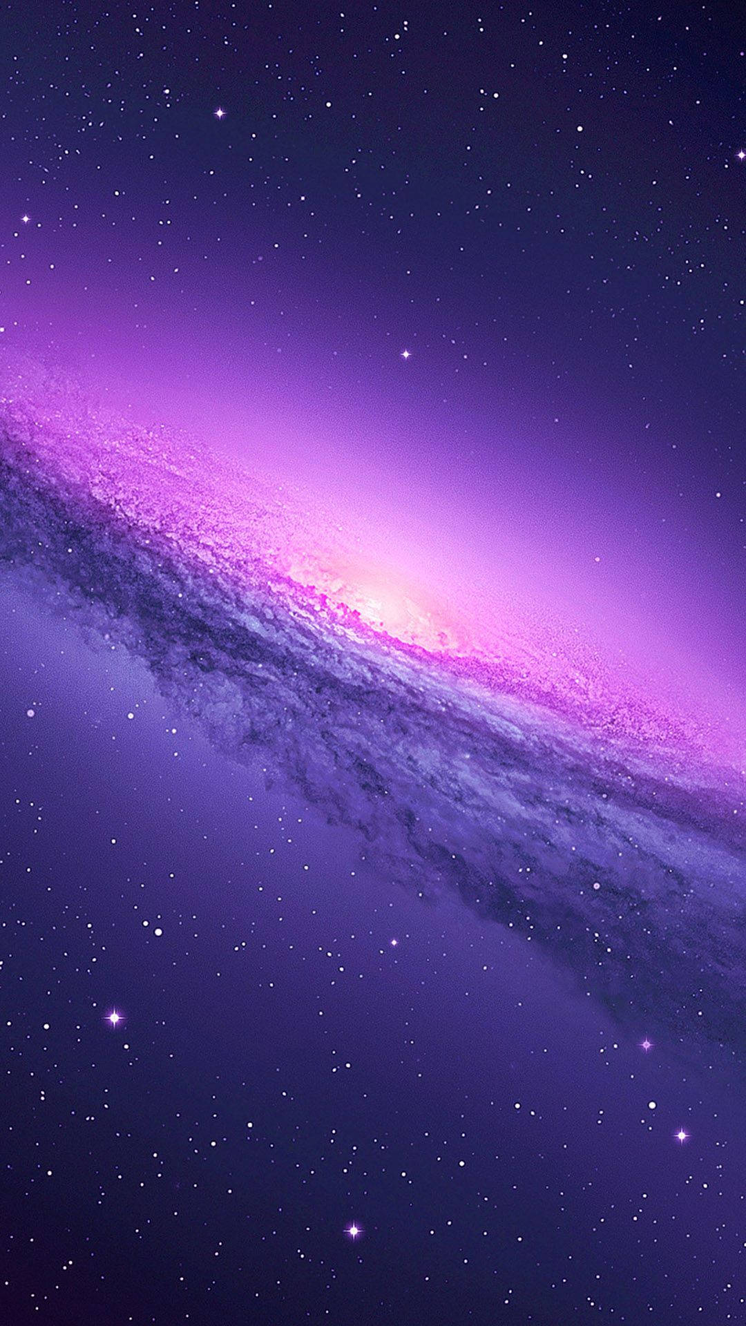 銀河 桌布 壁紙 — 一個令人嘆為觀止的螺旋星系，在繁星點點的宇宙背景下散發出充滿活力的紫色和粉紅色調。