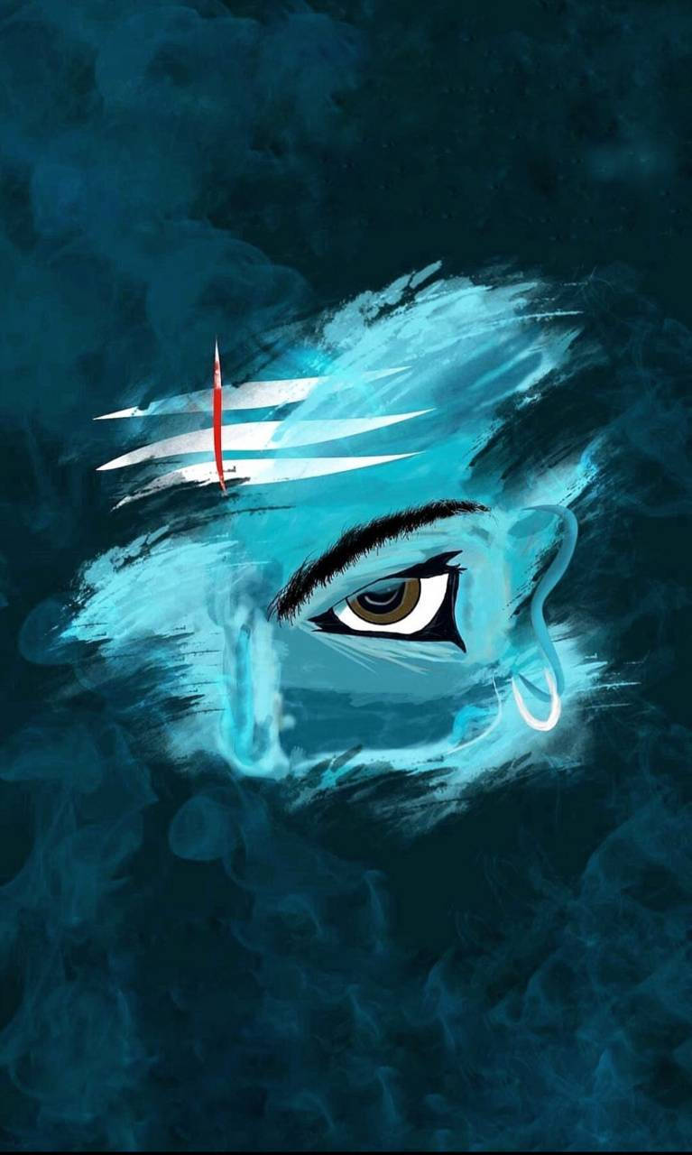 濕婆神 桌布 壁紙 — 一個令人毛骨悚然的美麗數位插圖，描繪一隻帶有淚痕的眼睛，一艘小小的紅色帆船像波浪一樣滑過它的淚水。