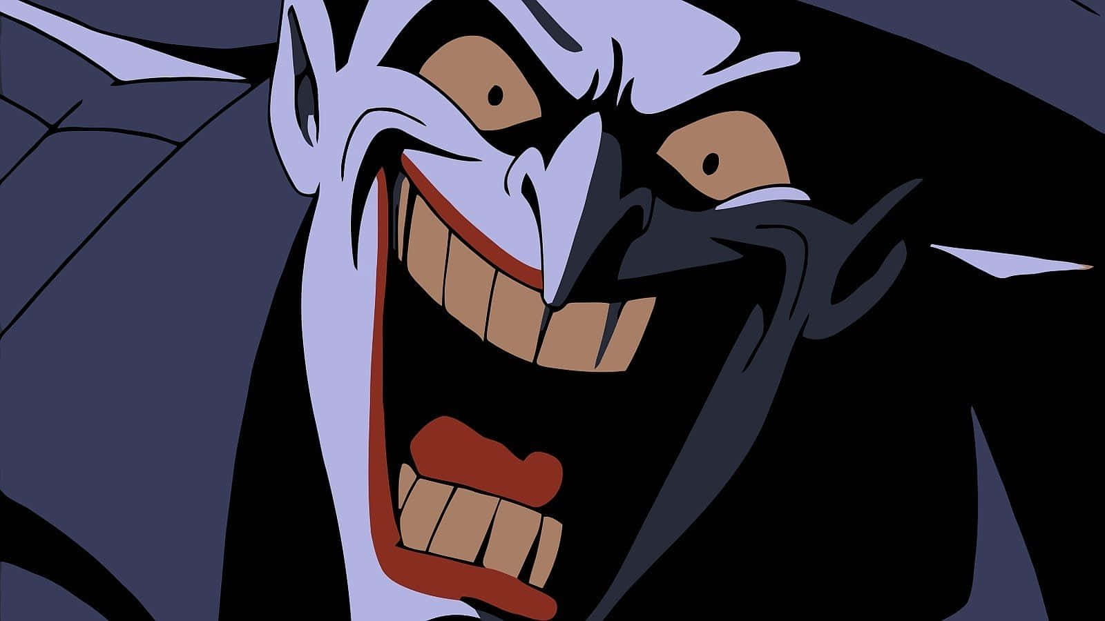 evil laugh 桌布 壁紙 — 一個令人畏懼的動畫反派，皮膚蒼白，咧嘴露出邪惡的笑容，背景黑暗。