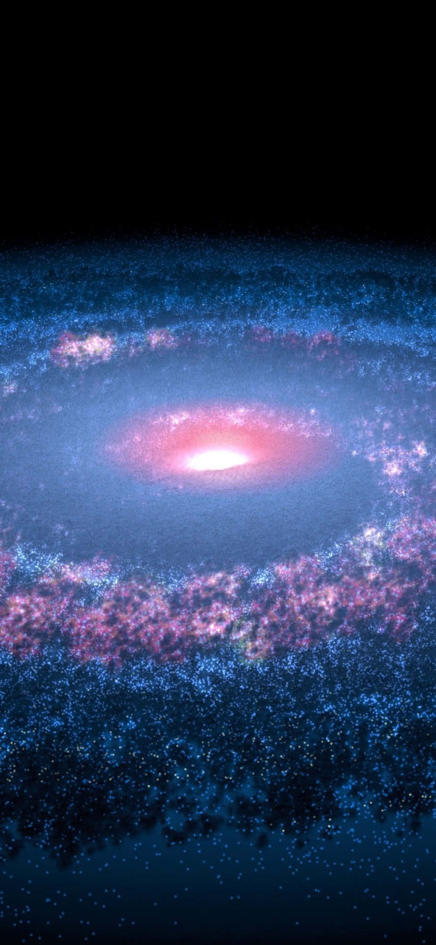 銀河 桌布 壁紙 — 一個令人驚嘆的螺旋星系，在繁星點點的宇宙背景下散發出粉紅色和藍色的色調。