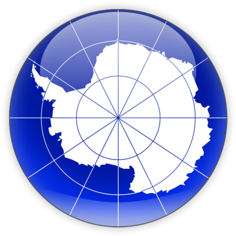 Circle 桌布 壁紙 — 一個以南極為中心的光澤藍色地球儀，帶有從極點放射出的白色網格線。