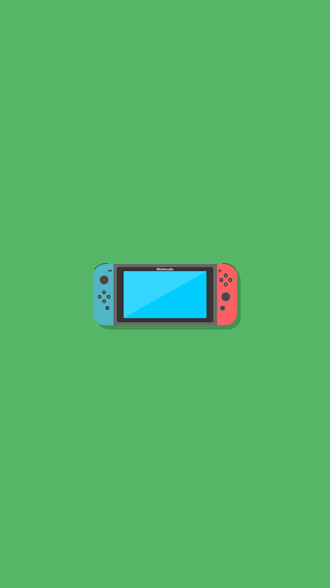 Green Minimalistic 桌布 壁紙 — 一個以純綠色背景為中心的Nintendo Switch主機極簡平面插圖。