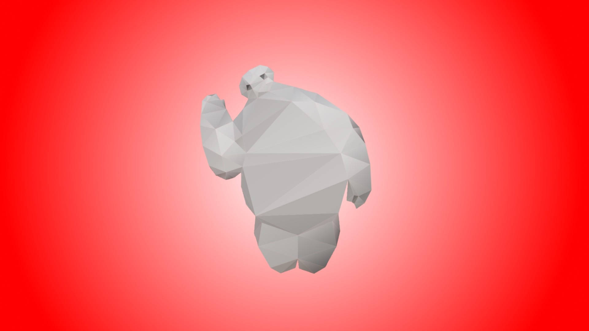 Baymax 桌布 壁紙 — 一個低多邊形白色機器人角色站在鮮豔的紅色漸變背景前。