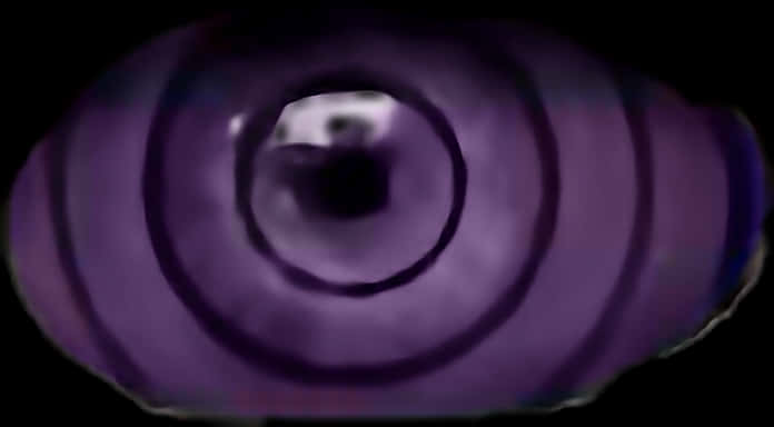 Rinnegan 桌布 壁紙 — 一個催眠的紫色螺旋隧道，發光的環圈逐漸消失在黑暗中。