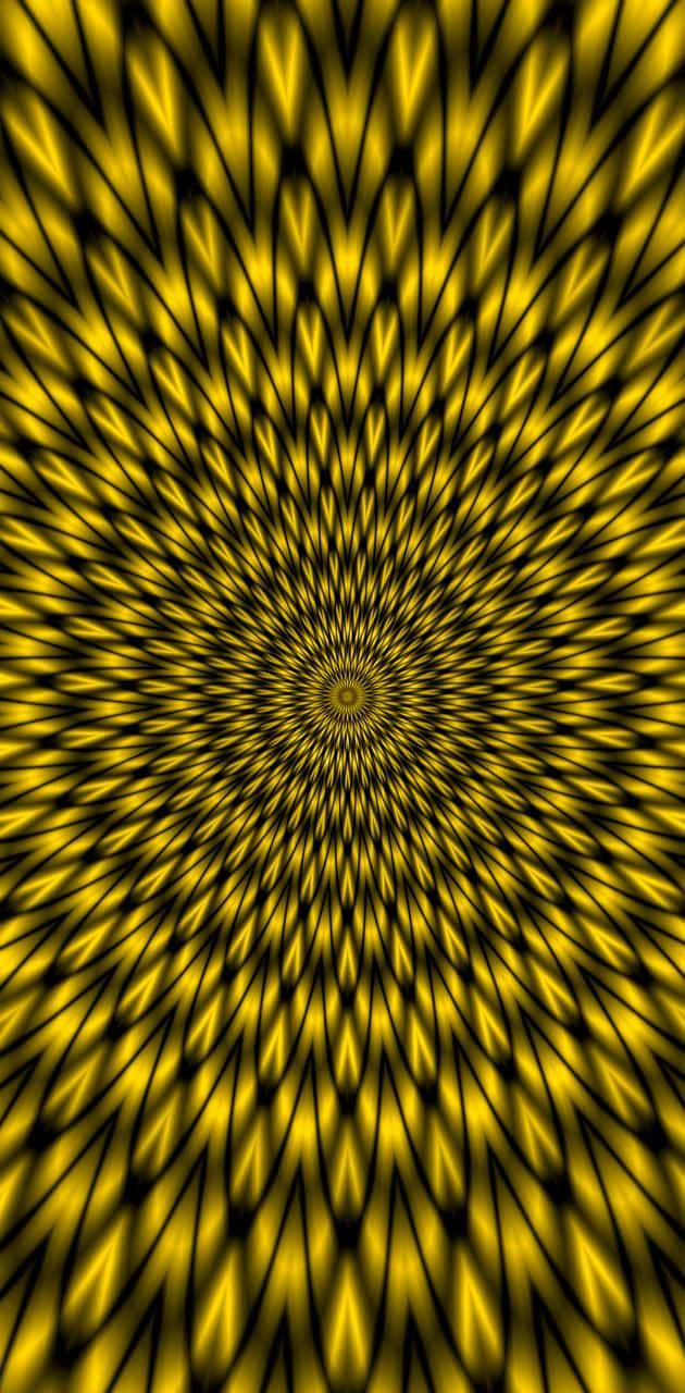 抽象 桌布 壁紙 — 一個催眠的黃黑放射狀圖案向內螺旋，創造出迷人的視錯覺。
