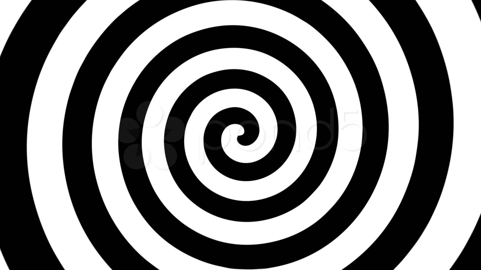 Spiral 桌布 壁紙 — 一個催眠的黑白螺旋圖案，以強烈對比和幾何精確度向內輻射。