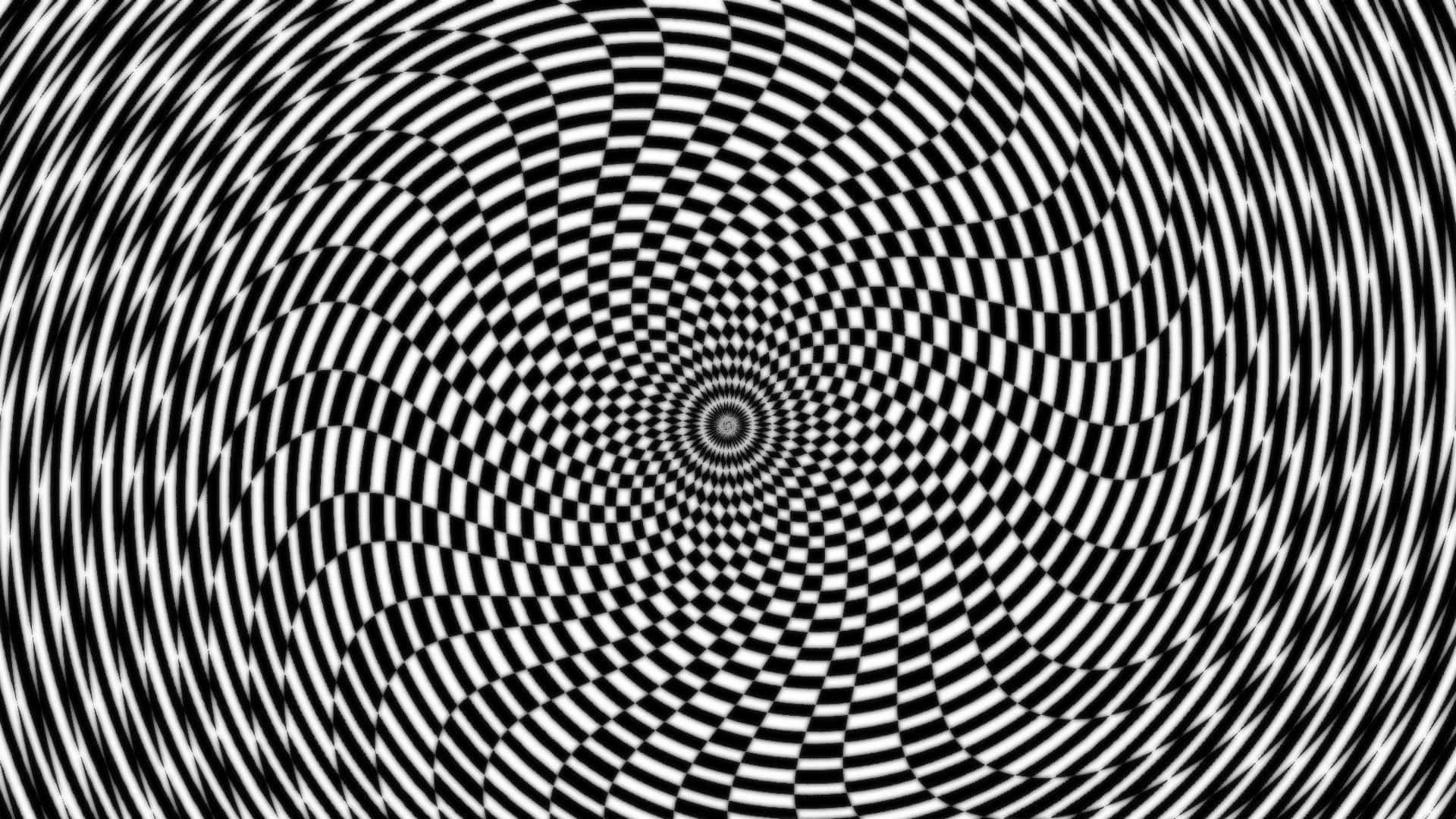 Cool Optical Illusions 桌布 壁紙 — 一個催眠的黑白螺旋圖案創造出迷人的視錯覺，將視線向內吸引。