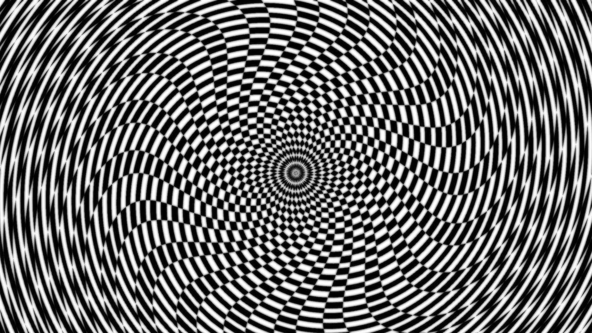 幻覺 桌布 壁紙 — 一個催眠的黑白螺旋圖案創造出迷人的視錯覺，將視線吸引向內。