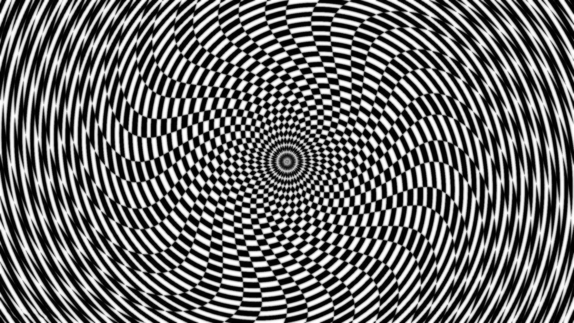 黑白催眠螺旋視錯覺圖案 — 迷幻暗黑美學 壁紙