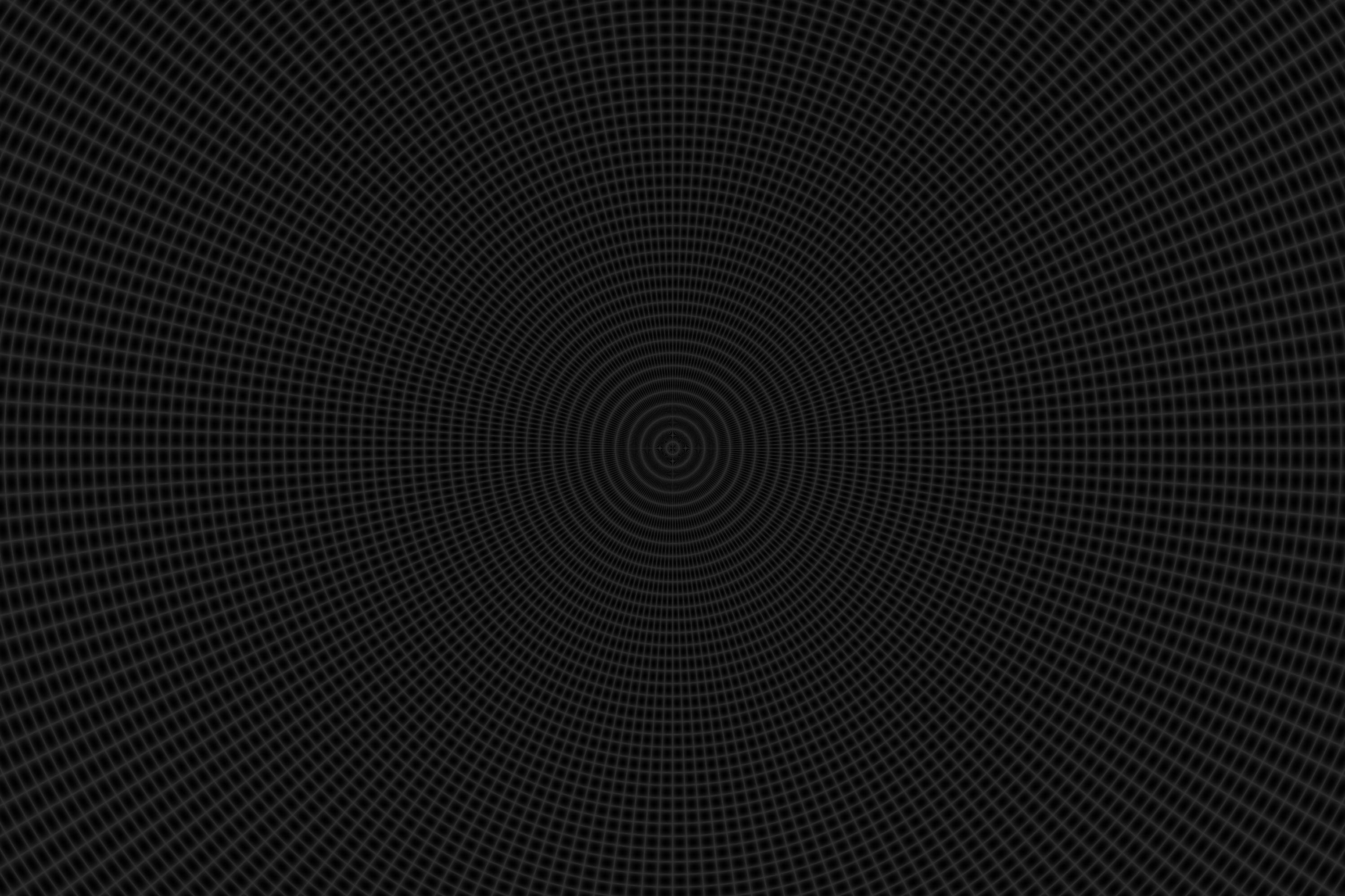 Illusion 桌布 壁紙 — 一個催眠的黑色背景，帶有從中心點放射的同心網格圖案。