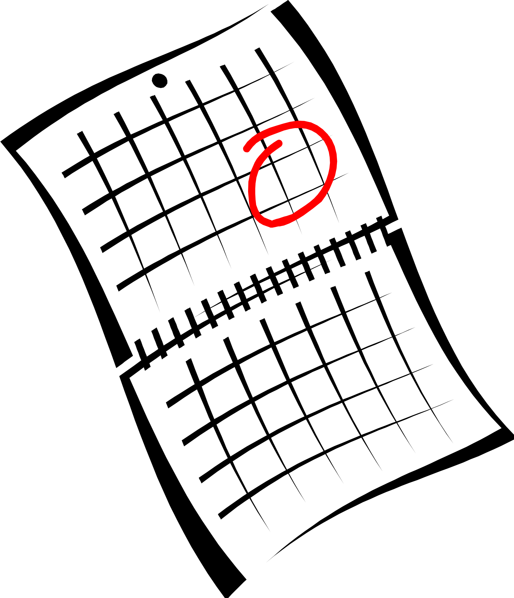 Date 桌布 壁紙 — 一個傾斜的螺旋裝訂日曆，灰色背景上有一個紅色圓圈突出顯示一個日期。