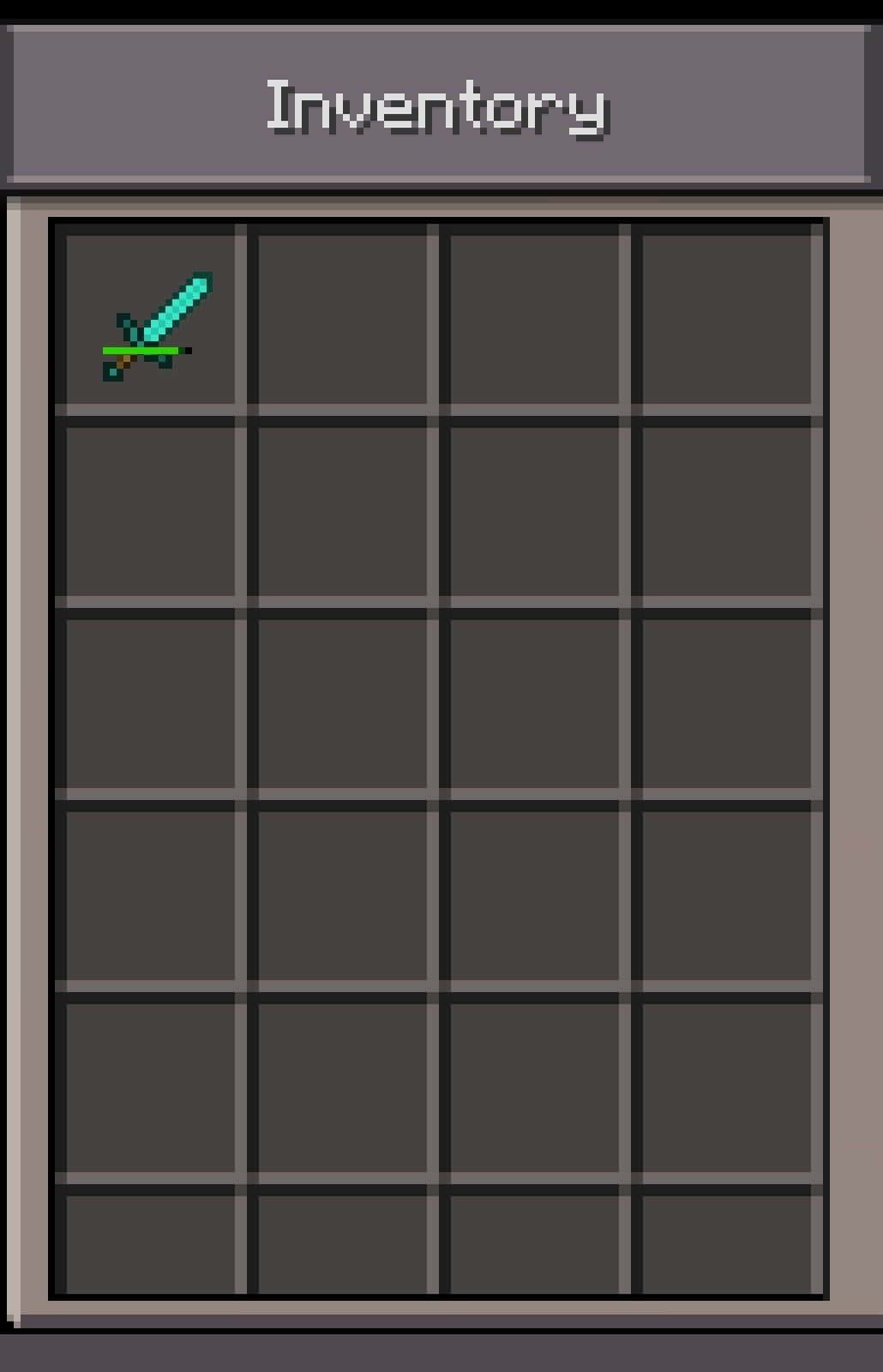 桌布 壁紙 — 一個像素化的Minecraft物品欄畫面，左上角插槽中顯示一把鑽石劍。