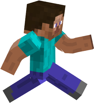 running 桌布 壁紙 — 一個像素化的Minecraft角色，穿著青綠色襯衫和藍色褲子，在黑色背景前以方塊姿勢站立。
