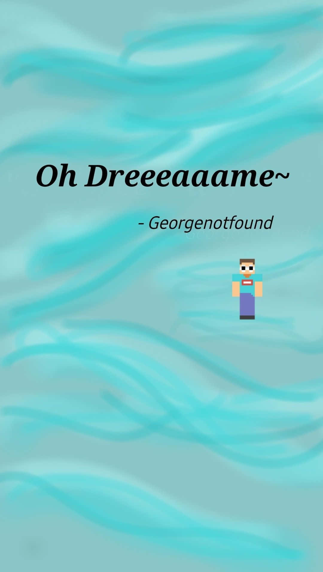 georgenotfound 桌布 壁紙 — 一個像素化的Minecraft風格角色在平靜的藍綠色海洋中漂浮，帶有柔和波浪圖案。