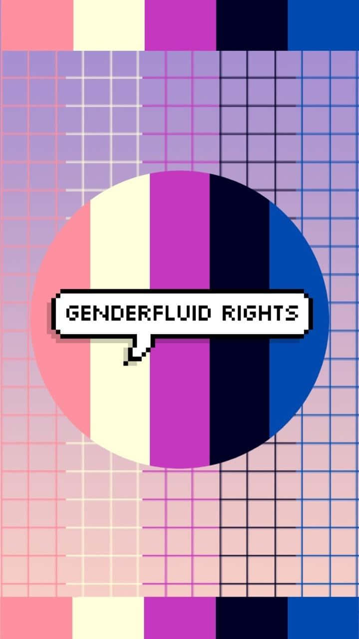 Lgbt Phone 桌布 壁紙 — 一個像素化的對話氣泡在帶有柔和和鮮豔色塊的網格背景上宣示性別流動者的權利。