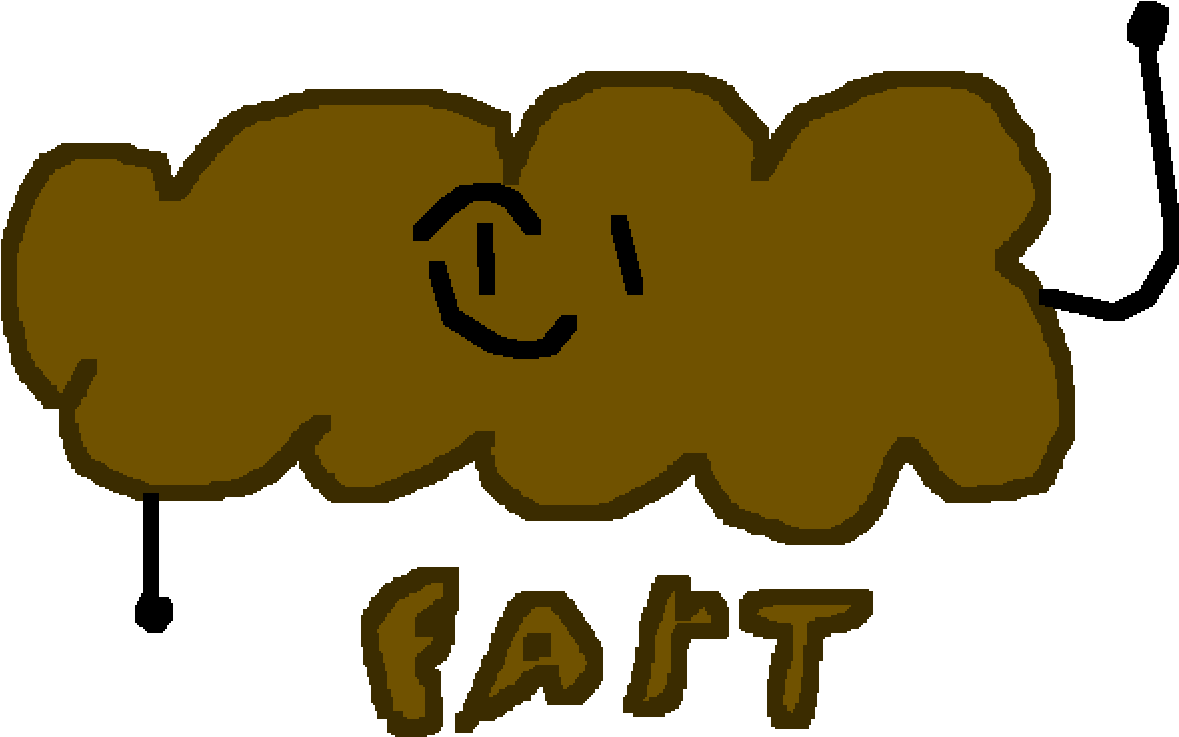 Fart 桌布 壁紙 — 一個像素化的棕色雲朵，帶有微笑的臉，下方有「fart」這個詞，背景為黑色。