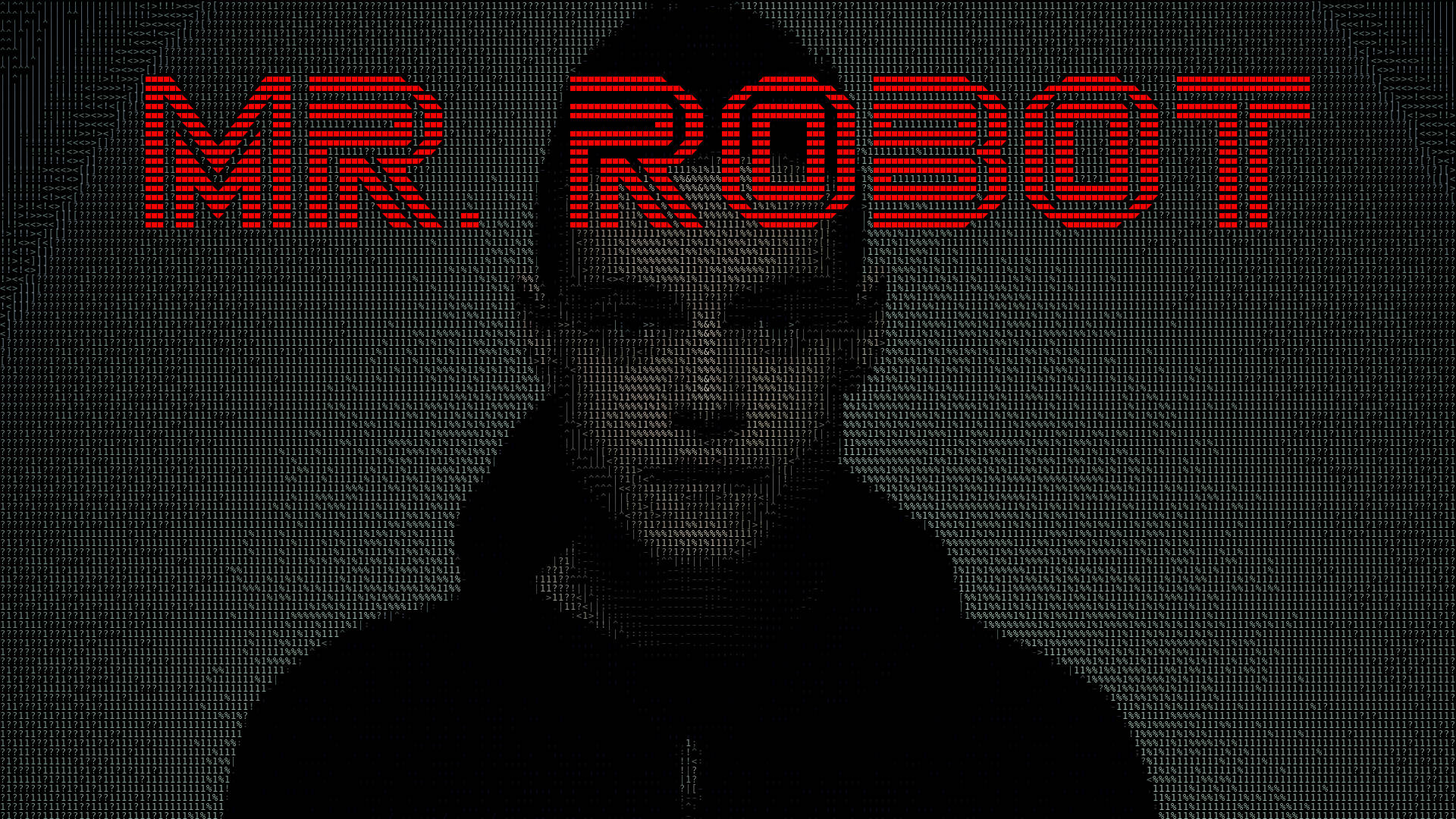 Mr Robot 桌布 壁紙 — 一個像素化的連帽衫男子剪影在黑暗網格背景上，於發光的紅色「MR. ROBOT」文字下凝視前方。