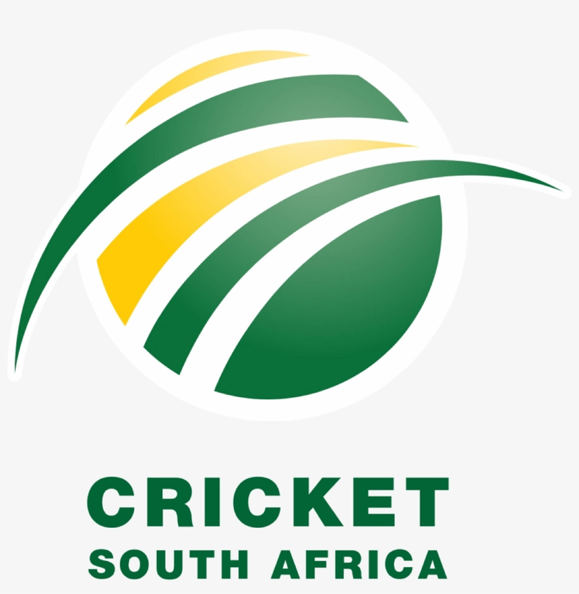 south africa cricket 桌布 壁紙 — 一個充滿動感的綠色和黃色板球標誌，帶有流動的條紋和粗體文字，寫著 Cricket South Africa。