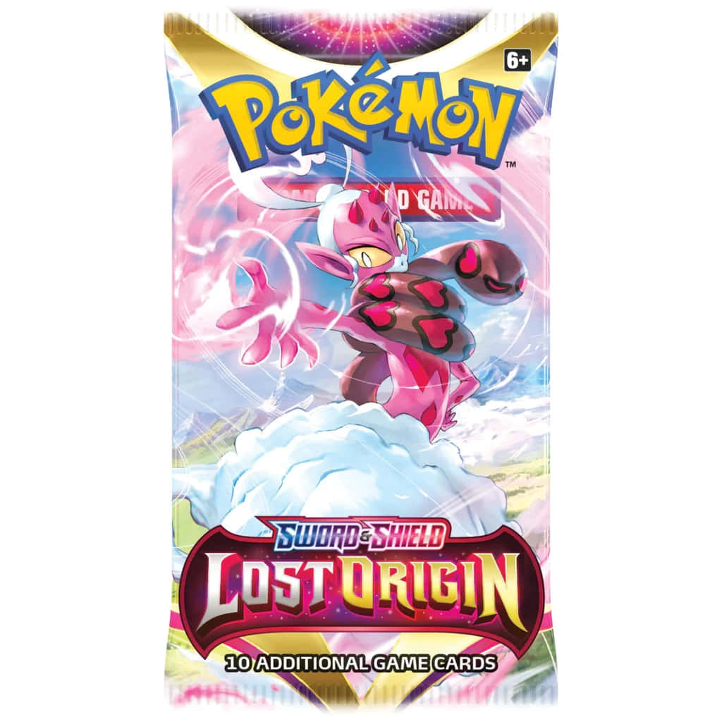 Pokemon Card 桌布 壁紙 — 一個充滿活力的 Pokémon 卡牌包，粉紅色和紫色的 Pokémon 閃焰王牌站在雲端上，伴隨著動態的能量漩渦。