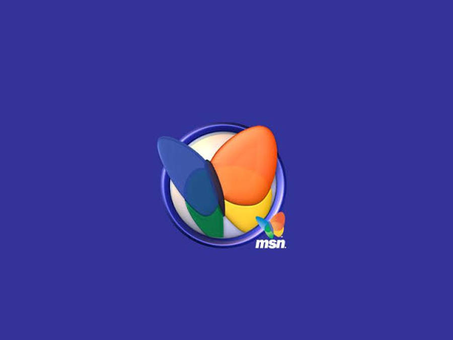 msn 桌布 壁紙 — 一個充滿活力的MSN標誌，帶有彩色抽象形狀，置於純藍色背景上。